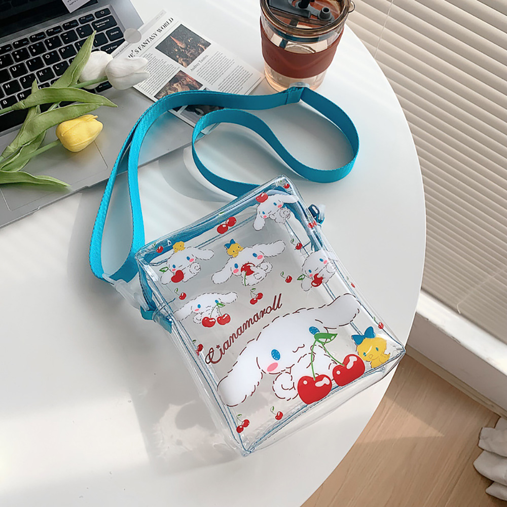Sanrio Pvc Shoulder Bags Kawaii Anime Crossbody Tote Mymelody Cinnamorol Cute Waterproof Bagpacks Transparent Backpacks for - Cinnamoroll Plush