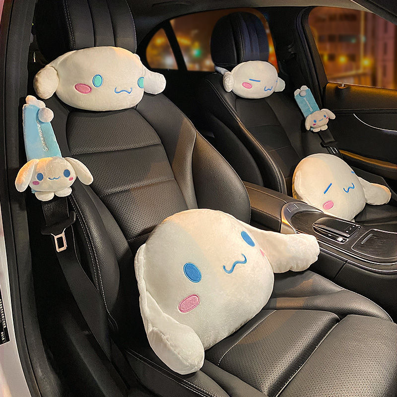Sanrioes Anime Cinnamoroll Plush Car Neck Headrest Pillow Car Accessories Plushies Waist Pillow Safety Belt Shoulder - Cinnamoroll Plush
